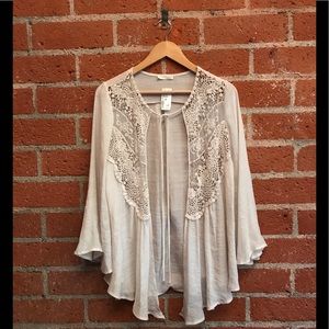 Women's lace trimmed soft cardigan kimono